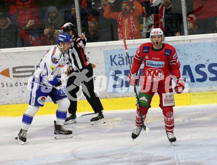 EBEL. Eishockey Bundesliga. KAC gegen	VSV.  Torjubel Bischofberger Johannes,  (KAC). Klagenfurt, am 5.1.2020.
Foto: Kuess
www.qspictures.net

---
pressefotos, pressefotografie, kuess, qs, qspictures, sport, bild, bilder, bilddatenbank