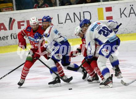EBEL. Eishockey Bundesliga. KAC gegen	VSV. Kozek Andrew Jacob, Koch Thomas (KAC), Fraser Jamie, Lahti Miika (VSV). Klagenfurt, am 5.1.2020.
Foto: Kuess
www.qspictures.net

---
pressefotos, pressefotografie, kuess, qs, qspictures, sport, bild, bilder, bilddatenbank