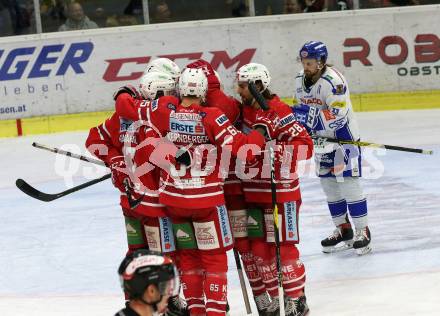 EBEL. Eishockey Bundesliga. KAC gegen	VSV.  Torjubel Kozek Andrew Jacob, Hundertpfund Thomas, Ganahl Manuel, Kernberger Michael, Schumnig Martin (KAC). Klagenfurt, am 5.1.2020.
Foto: Kuess
www.qspictures.net

---
pressefotos, pressefotografie, kuess, qs, qspictures, sport, bild, bilder, bilddatenbank