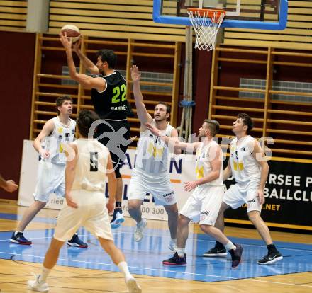 Basketball Zweite Liga 2019/2020. Grunddurchgang 16. Runde. Woerthersee Piraten gegen Basket Flames. Tevz Ruzic, Sebastian Schaal, Maximilian Kunovjanek, Ziga Erculj, Simon Finzgar,  (Piraten),  Fabricio Vay (Basket Flames). Klagenfurt, am 5.1.2020.
Foto: Kuess
www.qspictures.net

---
pressefotos, pressefotografie, kuess, qs, qspictures, sport, bild, bilder, bilddatenbank