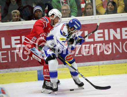 EBEL. Eishockey Bundesliga. KAC gegen	VSV.  Hundertpfund Thomas (KAC), Pollastrone Jerry (VSV). Klagenfurt, am 5.1.2020.
Foto: Kuess
www.qspictures.net

---
pressefotos, pressefotografie, kuess, qs, qspictures, sport, bild, bilder, bilddatenbank