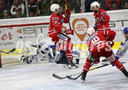 EBEL. Eishockey Bundesliga. KAC gegen	VSV.  Kozek Andrew Jacob, Geier Manuel (KAC), Maxwell Brandon (VSV). Klagenfurt, am 5.1.2020.
Foto: Kuess
www.qspictures.net

---
pressefotos, pressefotografie, kuess, qs, qspictures, sport, bild, bilder, bilddatenbank