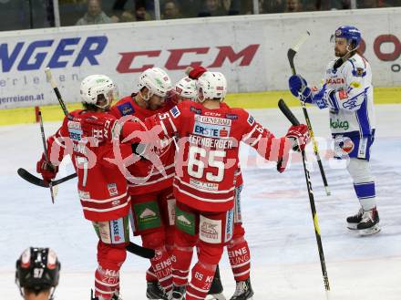 EBEL. Eishockey Bundesliga. KAC gegen	VSV.  Torjubel Kozek Andrew Jacob, Hundertpfund Thomas, Ganahl Manuel, Kernberger Michael, (KAC). Klagenfurt, am 5.1.2020.
Foto: Kuess
www.qspictures.net

---
pressefotos, pressefotografie, kuess, qs, qspictures, sport, bild, bilder, bilddatenbank