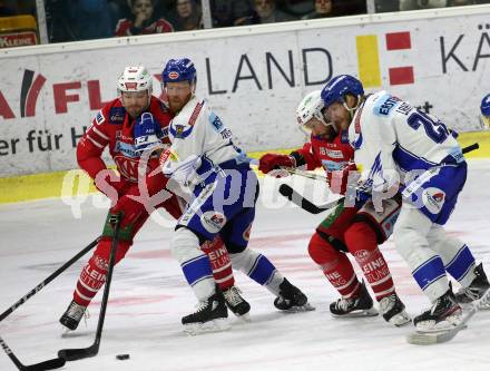 EBEL. Eishockey Bundesliga. KAC gegen	VSV. Kozek Andrew Jacob, Koch Thomas (KAC), Fraser Jamie, Lahti Miika (VSV). Klagenfurt, am 5.1.2020.
Foto: Kuess
www.qspictures.net

---
pressefotos, pressefotografie, kuess, qs, qspictures, sport, bild, bilder, bilddatenbank
