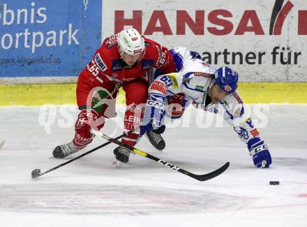 EBEL. Eishockey Bundesliga. KAC gegen	VSV.  Kernberger Michael (KAC),  Cundari Mark Anthony (VSV). Klagenfurt, am 5.1.2020.
Foto: Kuess
www.qspictures.net

---
pressefotos, pressefotografie, kuess, qs, qspictures, sport, bild, bilder, bilddatenbank