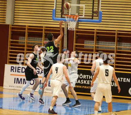 Basketball Zweite Liga 2019/2020. Grunddurchgang 16. Runde. Woerthersee Piraten gegen Basket Flames. Tevz Ruzic,  Ziga Erculj, Simon Finzgar, Maximilian Kunovjanek, Sebastian Schaal, (Piraten), Gabriel Stepan, Fabricio Vay (Basket Flames). Klagenfurt, am 5.1.2020.
Foto: Kuess
www.qspictures.net

---
pressefotos, pressefotografie, kuess, qs, qspictures, sport, bild, bilder, bilddatenbank