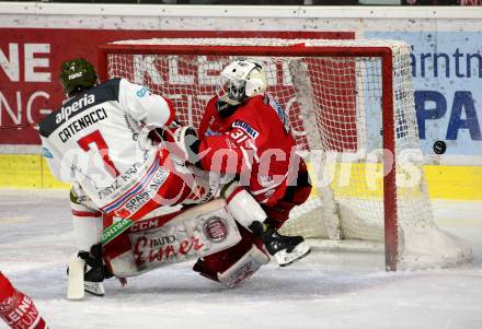 EBEL. Eishockey Bundesliga. KAC gegen	HCB Suedtirol Alperia. David Madlener, (KAC), Daniel Catenacci  (Bozen). Klagenfurt, am 7.1.2020.
Foto: Kuess
www.qspictures.net

---
pressefotos, pressefotografie, kuess, qs, qspictures, sport, bild, bilder, bilddatenbank