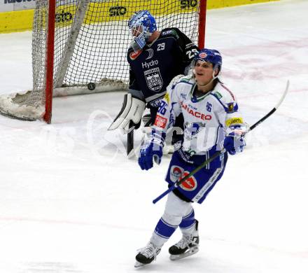 EBEL. Eishockey Bundesliga. VSV gegen Hydro Fehervar AV 19.  Torjubel Anton Karlsson (VSV). Villach, am 10.1.2020.
Foto: Kuess
www.qspictures.net
---
pressefotos, pressefotografie, kuess, qs, qspictures, sport, bild, bilder, bilddatenbank