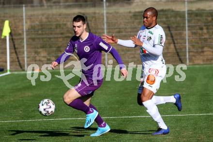 Fussball Bundesliga. 2. Liga. Testspiel. RZ Pellets WAC gegen SK Austria Klagenfurt. Ramon Da Silva,  (WAC), Petar Zubak (Klagenfurt). St. Andrae, am 11.1.2020.
Foto: Kuess
www.qspictures.net
---
pressefotos, pressefotografie, kuess, qs, qspictures, sport, bild, bilder, bilddatenbank