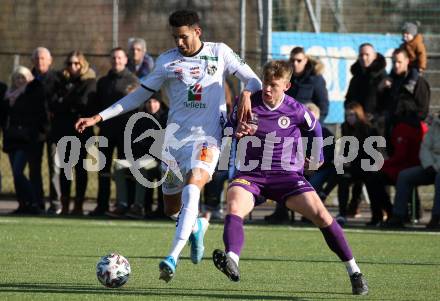 Fussball Bundesliga. 2. Liga. Testspiel. RZ Pellets WAC gegen SK Austria Klagenfurt. Alexander Schmidt,  (WAC), Florian Freissegger (Klagenfurt). St. Andrae, am 11.1.2020.
Foto: Kuess
www.qspictures.net
---
pressefotos, pressefotografie, kuess, qs, qspictures, sport, bild, bilder, bilddatenbank