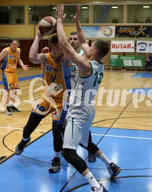 Basketball Zweite Liga 2019/2020. Grunddurchgang 17. Runde. KOS Celovec gegen  BBU Salzburg. Lovro Fizuleto (KOS Celovec), Guillermo Sanchez Daza (Salzburg). Klagenfurt, am 11.1.2020.
Foto: Kuess
www.qspictures.net

---
pressefotos, pressefotografie, kuess, qs, qspictures, sport, bild, bilder, bilddatenbank