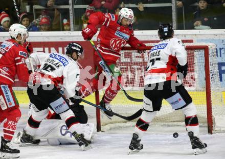 EBEL. Eishockey Bundesliga. KAC gegen	HC Orli Znojmo. Andrew Jacob Kozek (KAC),  Adam Sedlak, Adam Jonas (Znojmo). Klagenfurt, am 12.1.2020.
Foto: Kuess
www.qspictures.net

---
pressefotos, pressefotografie, kuess, qs, qspictures, sport, bild, bilder, bilddatenbank
