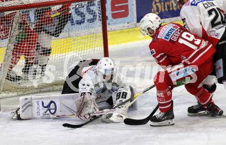 EBEL. Eishockey Bundesliga. KAC gegen	HC Orli Znojmo. Manuel Geier,  (KAC), Dominik Groh  (Znojmo). Klagenfurt, am 12.1.2020.
Foto: Kuess
www.qspictures.net

---
pressefotos, pressefotografie, kuess, qs, qspictures, sport, bild, bilder, bilddatenbank