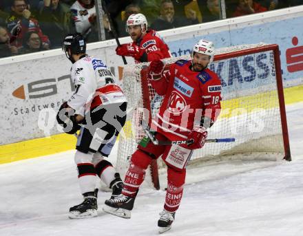 EBEL. Eishockey Bundesliga. KAC gegen	HC Orli Znojmo. Torjubel Thomas Koch, Matthew Neal (KAC). Klagenfurt, am 12.1.2020.
Foto: Kuess
www.qspictures.net

---
pressefotos, pressefotografie, kuess, qs, qspictures, sport, bild, bilder, bilddatenbank