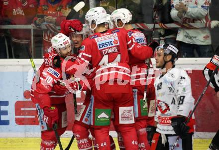 EBEL. Eishockey Bundesliga. KAC gegen	HC Orli Znojmo.  Torjubel Marco Richter, David Joseph Fischer, Andrew Jacob Kozek, Lukas Haudum, Adam Comrie (KAC). Klagenfurt, am 12.1.2020.
Foto: Kuess
www.qspictures.net

---
pressefotos, pressefotografie, kuess, qs, qspictures, sport, bild, bilder, bilddatenbank