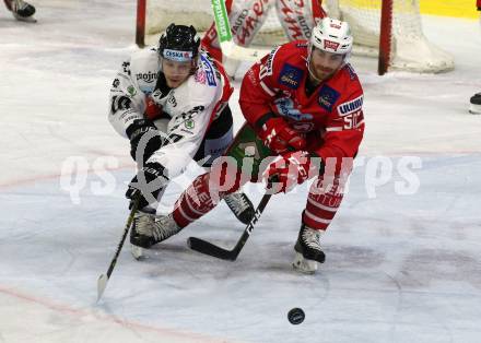 EBEL. Eishockey Bundesliga. KAC gegen	HC Orli Znojmo. Matthew Neal, (KAC),  David Bartos  (Znojmo). Klagenfurt, am 12.1.2020.
Foto: Kuess
www.qspictures.net

---
pressefotos, pressefotografie, kuess, qs, qspictures, sport, bild, bilder, bilddatenbank