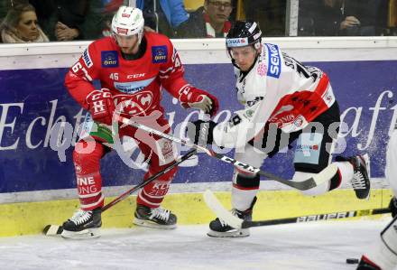 EBEL. Eishockey Bundesliga. KAC gegen	HC Orli Znojmo. Johannes Bischofberger,  (KAC),  Ales Sova (Znojmo). Klagenfurt, am 12.1.2020.
Foto: Kuess
www.qspictures.net

---
pressefotos, pressefotografie, kuess, qs, qspictures, sport, bild, bilder, bilddatenbank