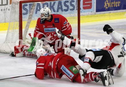 EBEL. Eishockey Bundesliga. KAC gegen	HC Orli Znojmo. David Madlener, Patrick Harand,  (KAC), Robert Flick  (Znojmo). Klagenfurt, am 12.1.2020.
Foto: Kuess
www.qspictures.net

---
pressefotos, pressefotografie, kuess, qs, qspictures, sport, bild, bilder, bilddatenbank