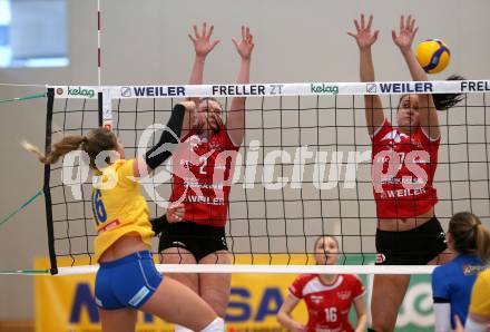 Volleyball. Volley League Women. ATSC Kelag Wildcats Klagenfurt gegen VC Tirol.  Lena Stockhammer, Nikolina Bajic (Klagenfurt). Klagenfurt, am 12.1.2020.
Foto: Kuess
---
pressefotos, pressefotografie, kuess, qs, qspictures, sport, bild, bilder, bilddatenbank