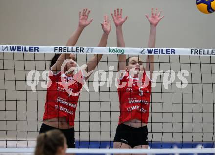Volleyball. Volley League Women. ATSC Kelag Wildcats Klagenfurt gegen VC Tirol. Nikolina Bajic, Anja Trailovic (Klagenfurt). Klagenfurt, am 12.1.2020.
Foto: Kuess
---
pressefotos, pressefotografie, kuess, qs, qspictures, sport, bild, bilder, bilddatenbank