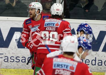 EBEL. Eishockey Bundesliga. KAC gegen	HC TWK Innsbruck. Torjubel Matthew Neal, Nikolaus Kraus (KAC). Klagenfurt, am 17.1.2020.
Foto: Kuess
www.qspictures.net

---
pressefotos, pressefotografie, kuess, qs, qspictures, sport, bild, bilder, bilddatenbank