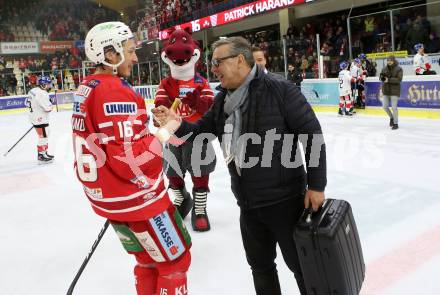EBEL. Eishockey Bundesliga. KAC gegen	HC TWK Innsbruck. Spieler des Abends Patrick Harand, Wolfgang Gratzer (Generali). Klagenfurt, am 17.1.2020.
Foto: Kuess
www.qspictures.net

---
pressefotos, pressefotografie, kuess, qs, qspictures, sport, bild, bilder, bilddatenbank