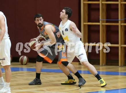 Basketball Zweite Liga 2019/2020. Grunddurchgang 18. Runde. Woerthersee Piraten gegen Fuerstenfeld Panthers. Andreas Nuck,  (Piraten),  Ivan Skrobo (Fuerstenfeld). Klagenfurt, am 18.1.2020.
Foto: Kuess
www.qspictures.net

---
pressefotos, pressefotografie, kuess, qs, qspictures, sport, bild, bilder, bilddatenbank