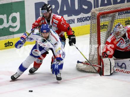 EBEL. Eishockey Bundesliga. VSV gegen HC Orli Znojmo. Patrick Bjorkstrand, Aaron Berisha,  (VSV), Teemu Tapio Lassila  (Znaim). Villach, am 19.1.2020.
Foto: Kuess
www.qspictures.net
---
pressefotos, pressefotografie, kuess, qs, qspictures, sport, bild, bilder, bilddatenbank