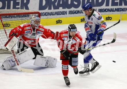 EBEL. Eishockey Bundesliga. VSV gegen HC Orli Znojmo.  Anton Karlsson,  (VSV), Romas Cermak, Teemu Tapio Lassila (Znaim). Villach, am 19.1.2020.
Foto: Kuess
www.qspictures.net
---
pressefotos, pressefotografie, kuess, qs, qspictures, sport, bild, bilder, bilddatenbank