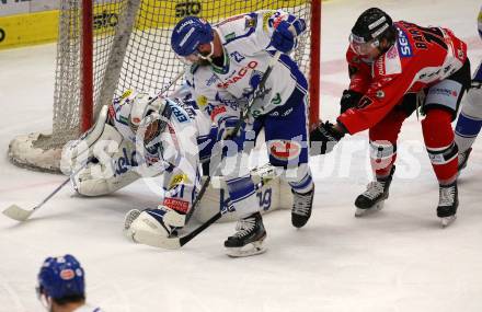 EBEL. Eishockey Bundesliga. VSV gegen HC Orli Znojmo.  Brandon Maxwell, Markus Schlacher, (VSV), David Bartos  (Znaim). Villach, am 19.1.2020.
Foto: Kuess
www.qspictures.net
---
pressefotos, pressefotografie, kuess, qs, qspictures, sport, bild, bilder, bilddatenbank