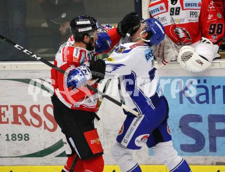 EBEL. Eishockey Bundesliga. VSV gegen HC Orli Znojmo. Felix Maxa,   (VSV),  Jakub Stehlik (Znaim). Villach, am 19.1.2020.
Foto: Kuess
www.qspictures.net
---
pressefotos, pressefotografie, kuess, qs, qspictures, sport, bild, bilder, bilddatenbank