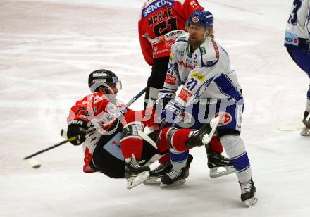 EBEL. Eishockey Bundesliga. VSV gegen HC Orli Znojmo.  Marko Poeyhoenen, (VSV), Aaron Berisha  (Znaim). Villach, am 19.1.2020.
Foto: Kuess
www.qspictures.net
---
pressefotos, pressefotografie, kuess, qs, qspictures, sport, bild, bilder, bilddatenbank