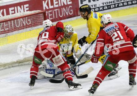 EBEL. Eishockey Bundesliga. KAC gegen	spusu Vienna Capitals.  Neal Matthew, Geier Manuel (KAC), Starkbaum Bernhard, Wall Alex (Vienna Capitals). Klagenfurt, am 24.1.2020.
Foto: Kuess
www.qspictures.net

---
pressefotos, pressefotografie, kuess, qs, qspictures, sport, bild, bilder, bilddatenbank