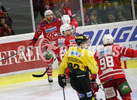 EBEL. Eishockey Bundesliga. KAC gegen	spusu Vienna Capitals. Torjubel Neal Matthew, Koch Thomas, Geier Manuel, Obersteiner Daniel, (KAC). Klagenfurt, am 24.1.2020.
Foto: Kuess
www.qspictures.net

---
pressefotos, pressefotografie, kuess, qs, qspictures, sport, bild, bilder, bilddatenbank