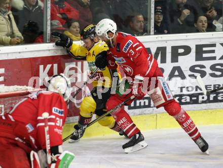 EBEL. Eishockey Bundesliga. KAC gegen	spusu Vienna Capitals. Fischer David Joseph (KAC),  Rotter Rafael (Vienna Capitals). Klagenfurt, am 24.1.2020.
Foto: Kuess
www.qspictures.net

---
pressefotos, pressefotografie, kuess, qs, qspictures, sport, bild, bilder, bilddatenbank