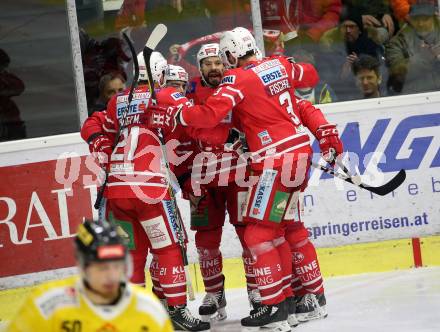 EBEL. Eishockey Bundesliga. KAC gegen	spusu Vienna Capitals. Torjubel Neal Matthew, Koch Thomas, Geier Manuel, Obersteiner Daniel, Fischer David Joseph (KAC). Klagenfurt, am 24.1.2020.
Foto: Kuess
www.qspictures.net

---
pressefotos, pressefotografie, kuess, qs, qspictures, sport, bild, bilder, bilddatenbank