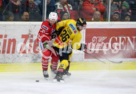EBEL. Eishockey Bundesliga. KAC gegen	spusu Vienna Capitals.  Geier Manuel (KAC),  Flood Mark (Vienna Capitals). Klagenfurt, am 24.1.2020.
Foto: Kuess
www.qspictures.net

---
pressefotos, pressefotografie, kuess, qs, qspictures, sport, bild, bilder, bilddatenbank