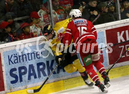 EBEL. Eishockey Bundesliga. KAC gegen	spusu Vienna Capitals. Harand Patrick (KAC), Kittinger Patrik  (Vienna Capitals). Klagenfurt, am 24.1.2020.
Foto: Kuess
www.qspictures.net

---
pressefotos, pressefotografie, kuess, qs, qspictures, sport, bild, bilder, bilddatenbank