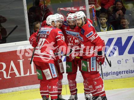 EBEL. Eishockey Bundesliga. KAC gegen	spusu Vienna Capitals. Torjubel Neal Matthew, Koch Thomas, Geier Manuel, Obersteiner Daniel, (KAC). Klagenfurt, am 24.1.2020.
Foto: Kuess
www.qspictures.net

---
pressefotos, pressefotografie, kuess, qs, qspictures, sport, bild, bilder, bilddatenbank