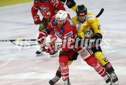 EBEL. Eishockey Bundesliga. KAC gegen	spusu Vienna Capitals. Geier Stefan (KAC), Loney Ty  (Vienna Capitals). Klagenfurt, am 24.1.2020.
Foto: Kuess
www.qspictures.net

---
pressefotos, pressefotografie, kuess, qs, qspictures, sport, bild, bilder, bilddatenbank