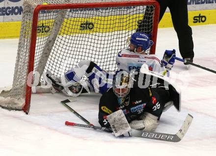 EBEL. Eishockey Bundesliga. VSV gegen Dornbirn Bulldogs.  Kevin Schmidt, (VSV), Juha Johannes Jaervenpaeae  (Dornbirn). Villach, am 31.1.2020.
Foto: Kuess
www.qspictures.net
---
pressefotos, pressefotografie, kuess, qs, qspictures, sport, bild, bilder, bilddatenbank