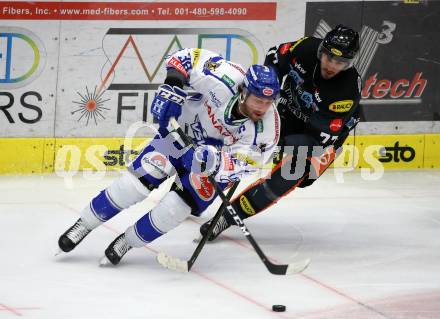 EBEL. Eishockey Bundesliga. VSV gegen Dornbirn Bulldogs. Jerry Pollastrone,  (VSV), Keaton Fraser Ellerby  (Dornbirn). Villach, am 31.1.2020.
Foto: Kuess
www.qspictures.net
---
pressefotos, pressefotografie, kuess, qs, qspictures, sport, bild, bilder, bilddatenbank