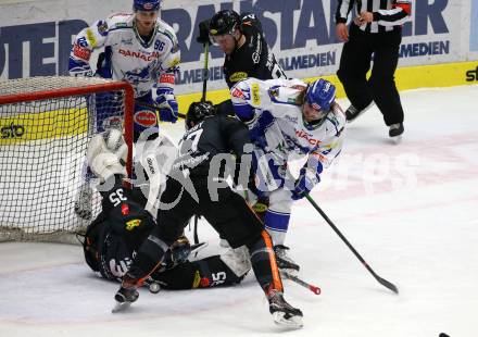 EBEL. Eishockey Bundesliga. VSV gegen Dornbirn Bulldogs.  Anton Karlsson, Chris Collins, (VSV), Keaton Fraser Ellerby, Juha Johannes Jaervenpaeae, Juhani Timo Tapio Tamminen  (Dornbirn). Villach, am 31.1.2020.
Foto: Kuess
www.qspictures.net
---
pressefotos, pressefotografie, kuess, qs, qspictures, sport, bild, bilder, bilddatenbank