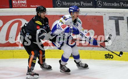 EBEL. Eishockey Bundesliga. VSV gegen Dornbirn Bulldogs. Felix Maxa,  (VSV), Daniel Ban  (Dornbirn). Villach, am 31.1.2020.
Foto: Kuess
www.qspictures.net
---
pressefotos, pressefotografie, kuess, qs, qspictures, sport, bild, bilder, bilddatenbank