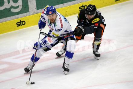 EBEL. Eishockey Bundesliga. VSV gegen Dornbirn Bulldogs.  Marko Poeyhoenen,  (VSV), Matias Sointu (Dornbirn). Villach, am 31.1.2020.
Foto: Kuess
www.qspictures.net
---
pressefotos, pressefotografie, kuess, qs, qspictures, sport, bild, bilder, bilddatenbank