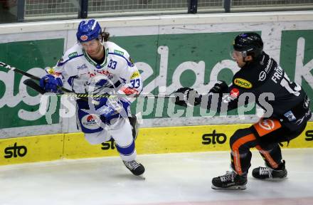 EBEL. Eishockey Bundesliga. VSV gegen Dornbirn Bulldogs. Martin Ulmer,   (VSV), Jannik Froewis (Dornbirn). Villach, am 31.1.2020.
Foto: Kuess
www.qspictures.net
---
pressefotos, pressefotografie, kuess, qs, qspictures, sport, bild, bilder, bilddatenbank