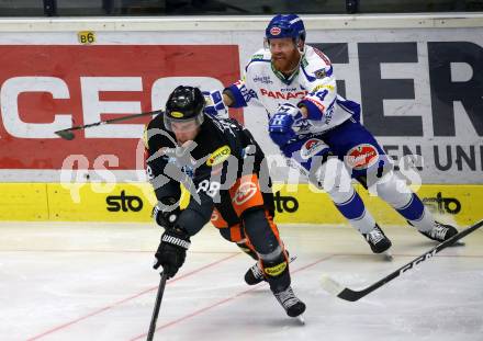 EBEL. Eishockey Bundesliga. VSV gegen Dornbirn Bulldogs.  Jamie Fraser,  (VSV), Juhani Timo Tapio Koerkkoe (Dornbirn). Villach, am 31.1.2020.
Foto: Kuess
www.qspictures.net
---
pressefotos, pressefotografie, kuess, qs, qspictures, sport, bild, bilder, bilddatenbank