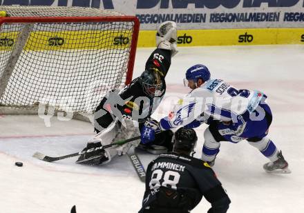 EBEL. Eishockey Bundesliga. VSV gegen Dornbirn Bulldogs.   Kevin Schmidt,  (VSV), Juha Johannes Jaervenpaeae (Dornbirn). Villach, am 31.1.2020.
Foto: Kuess
www.qspictures.net
---
pressefotos, pressefotografie, kuess, qs, qspictures, sport, bild, bilder, bilddatenbank