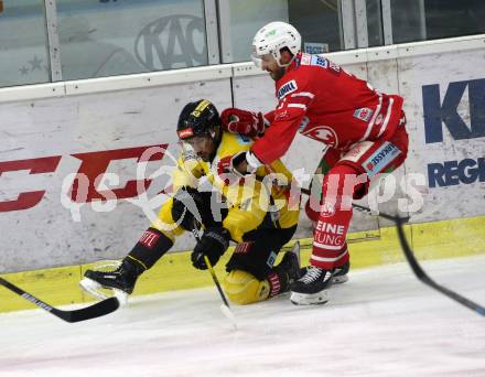 EBEL. Eishockey Bundesliga. KAC gegen	spusu Vienna Capitals. Fischer David Joseph (KAC),  Wukovits Ali (Vienna Capitals). Klagenfurt, am 2.2.2020.
Foto: Kuess
www.qspictures.net

---
pressefotos, pressefotografie, kuess, qs, qspictures, sport, bild, bilder, bilddatenbank