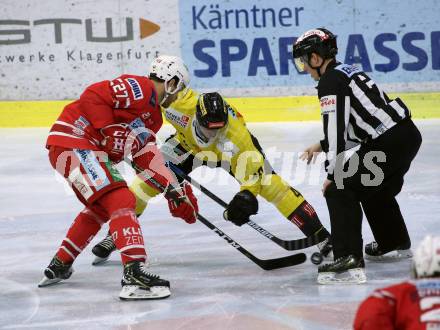 EBEL. Eishockey Bundesliga. KAC gegen	spusu Vienna Capitals. Hundertpfund Thomas (KAC),  Zalewski Mike (Vienna Capitals). Klagenfurt, am 2.2.2020.
Foto: Kuess
www.qspictures.net

---
pressefotos, pressefotografie, kuess, qs, qspictures, sport, bild, bilder, bilddatenbank